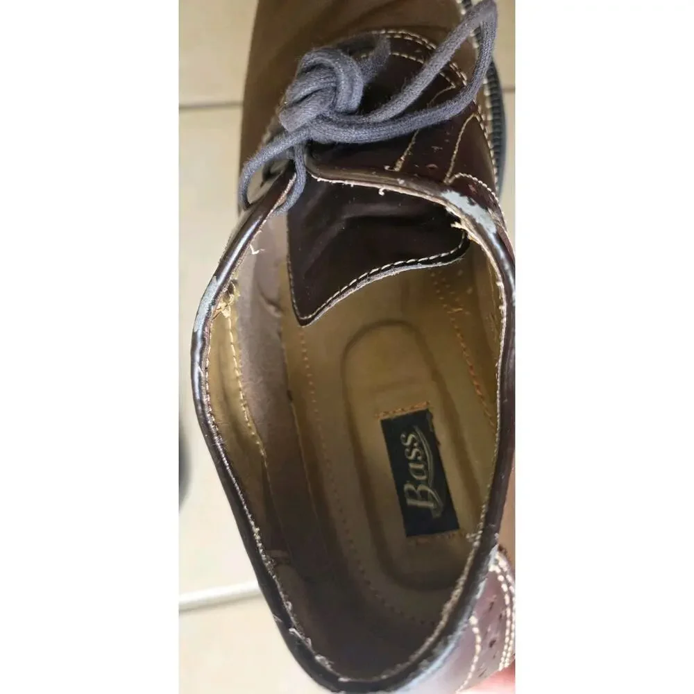 BASS EUGENE SIZE 10.5M SUEDE BROWN SADDLE OXFORD MEN'S SHOES